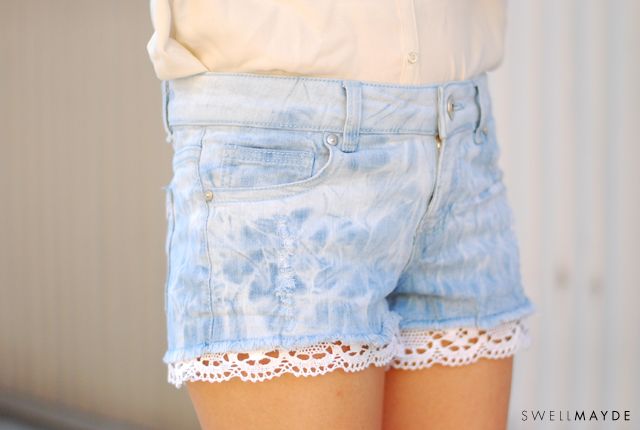 Image result for denims shorts with lace