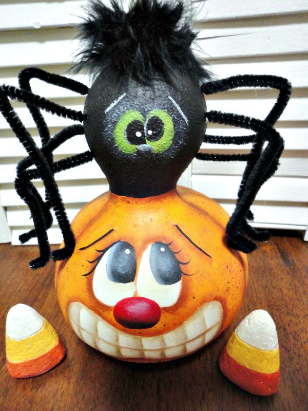 Hand Painted Halloween Spider Pumpkin Gourd | eBay