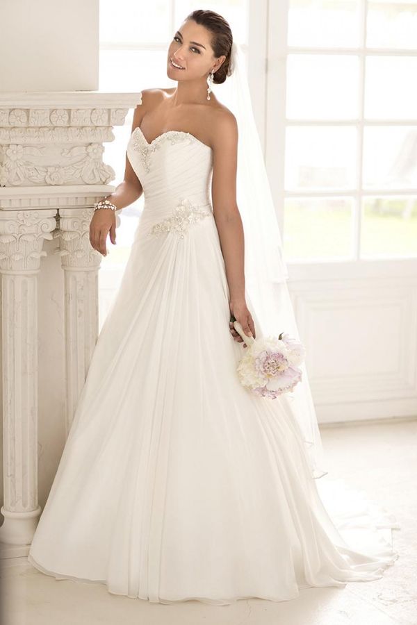 white a line wedding gowns