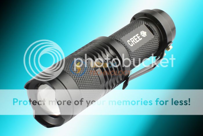 Zoom In/Out CREE Q5 LED 300 lumens Mini Black Flashlight Torch Lamp 