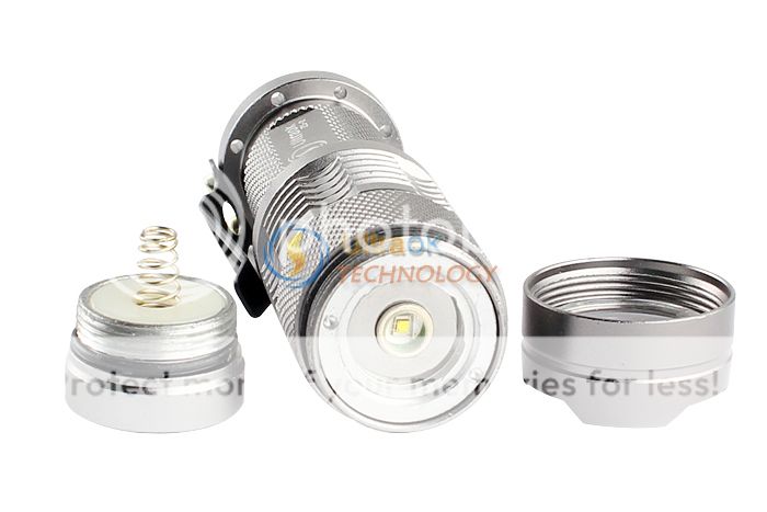 Silver 7w CREE Q5 LED 300 L Brighter SLIM Flashlight torch light can 