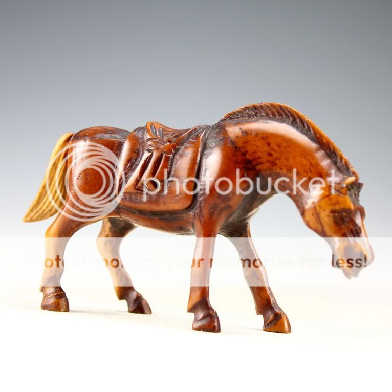 Chinese Old Ox Bone Handwork Carving Horse Statue 153018  