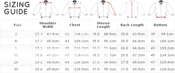   measurements of the jacket are exactly as found in the above chart